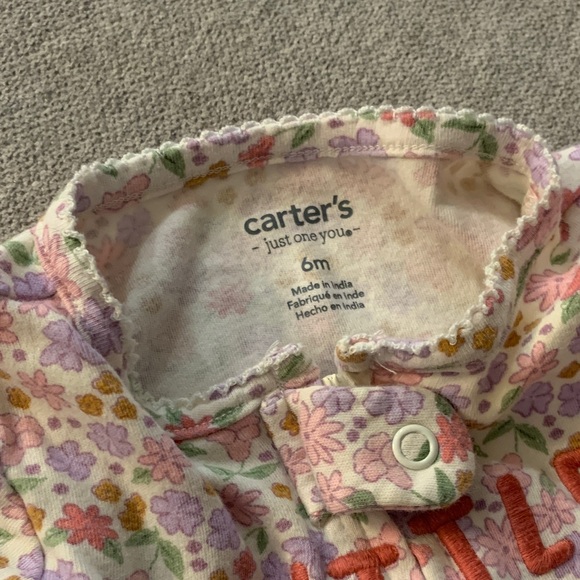 Carters Floral Pink Little Sister Baby One Piece Pajamas 3-6 months - Picture 3 of 5